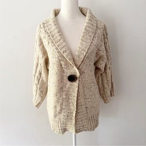 Vintage Women Y2K Oversized Cable Knit Cardigan Medium Classic Comfy Capsule